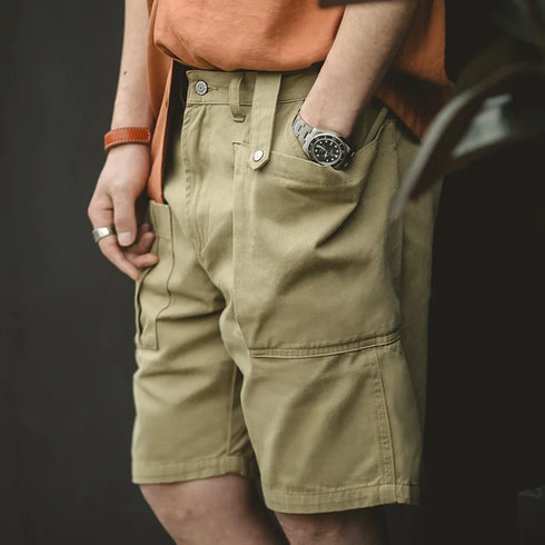 Vintage P37 Cotton Cargo Shorts – Adjustable Waist Military Style Summer Bottoms
